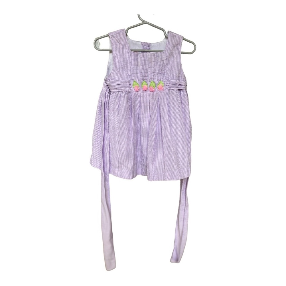 Samara Purple Gingham with Pink Flowers Sash 2T Dress